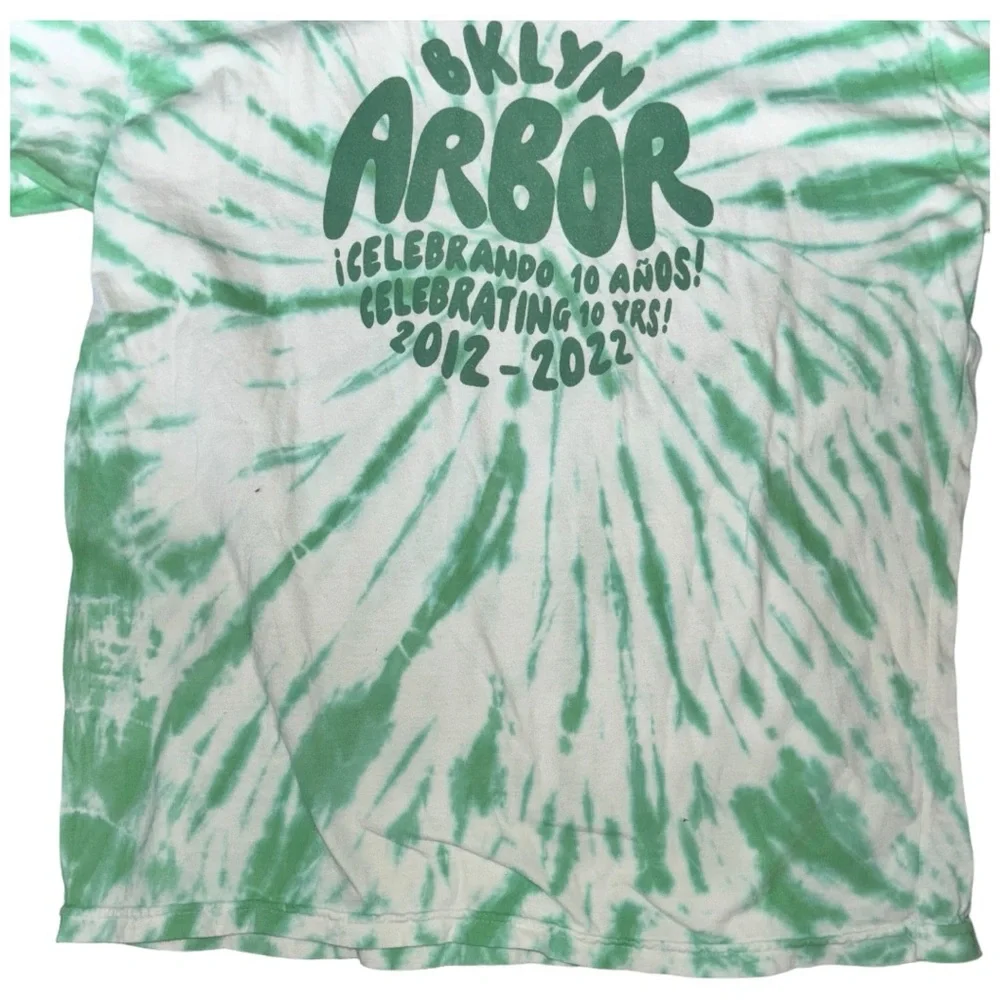 Vintage-Style Green Tie-Dye Arbor Collective Graphic T-Shirt 10 Years 2012–2022
